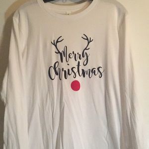 Merry Christmas Ladies L/S White T-shirt